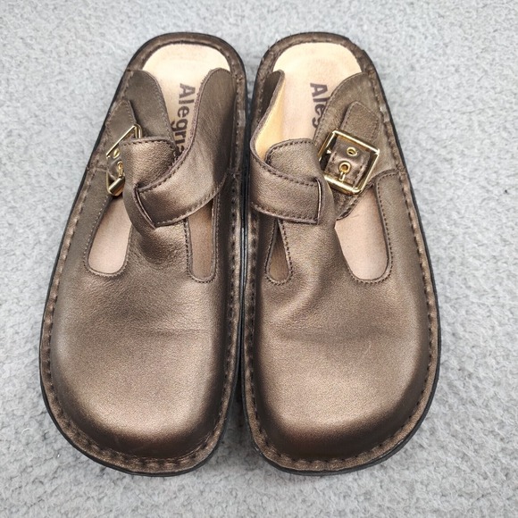 Alegria Classic Clog Sandal Women EU 36 / US 6 Bronze Metallic Leather ALG-201 - Picture 7 of 16